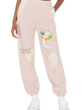 Boys Lie Light Pink Graphic Sweatpants with Angel Heart Print